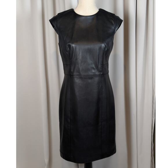 Ann Taylor Faux Leather Sheath Dress Black Size 6 - Picture 16 of 16